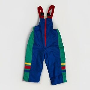 Vintage 90s Winning Moves Snow Bibs Kids 3T Colorblock Primary Ski Pants USA